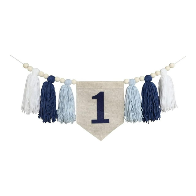 1 banner de cumpleaños para silla alta Banner de silla alta Niños para niños Decoración de la habitación para niños 1 año Banner de cumpleaños primer azul
