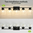 thumbnail image 2 of Bathroom Vanity Light Fixtures 5-Lights Black Bathroom Light Over Mirror with Clear Glass Shade Vanity Lights for Bathroom, 2 of 6