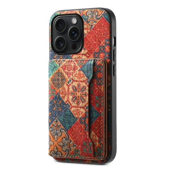Case for iPhone 16 Pro Max,Wallet Case with RFID Blocking Card Cash Slot Cover Functional Kickstand,Vintage Floral Print Designing PU Leather Shockproof Rugged Anti-fall Phone Case Cover,Winter