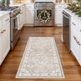 thumbnail image 2 of Washable 2x5 Hallway Runner Rug: Vintage Water Resistant Kitchen Entryway Rug Ultra Soft Living Room Bedroom Carpet With Non Slip Backing Indoor Low Pile Floor Mat For Bathroom Dining Room(2x5 Beige), 2 of 7