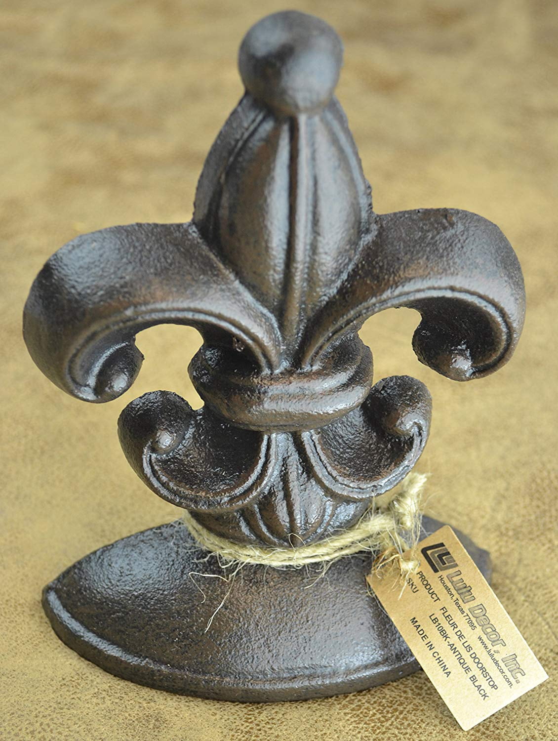 Lulu Decor, Cast Iron Fleur De Lis Door Stop, 2 Lbs, Door Stopper (Antique Black)