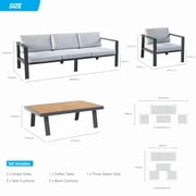 Higold 3801 Nofi 4 Pieces Outdoor Conversation Sets with Grey Cushions, Matte Charcoal Aluminum Frame & Tabletop