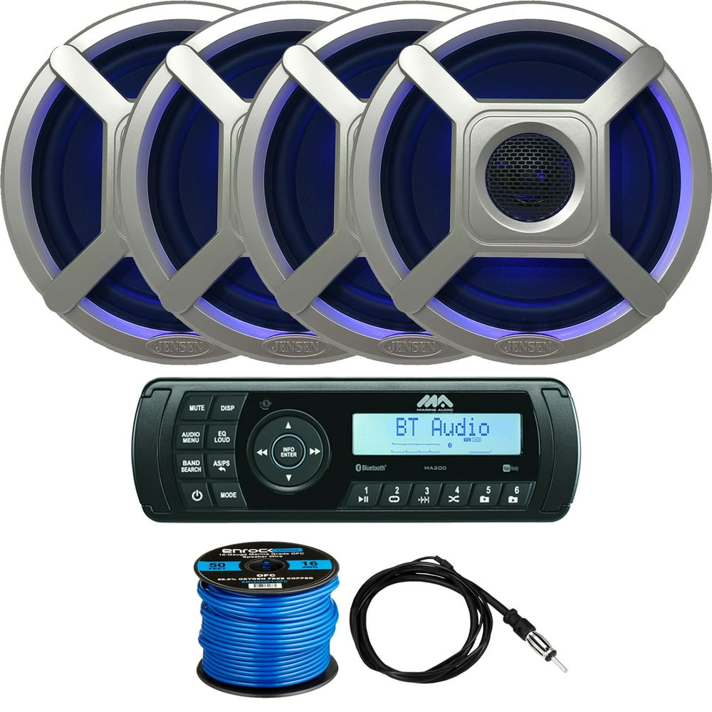Jensen Marine MA200 AM/FM/USB/Bluetooth Waterproof Stereo, 4 x 6.5