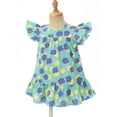 thumbnail image 3 of Zaldita Toddler Kids Girls Floral Dress Flying Sleeve A-line Playwear Child Summer Casual Beach Blue 90, 3 of 6