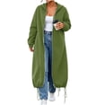 thumbnail image 5 of Kelon Women's Longline Zip Up Hoodie Sweatshirts, Oversized Fleece Cardigan Jacket, Casual Drawstring Hem Coat Tops, Comfy Soft Warm Outfits for Fall Winter, Daily, Travel & Lounge, S, 5 of 8