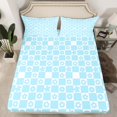 thumbnail image 2 of Homewish Kawaii Flower Floral Twin Sheet Sets,Classic Minimalist Plaid Twin Fitted Sheet,Blue Geometric Buffalo Flat Sheet For Girls Teens,Breathable Home Decor,3pcs, 2 of 7