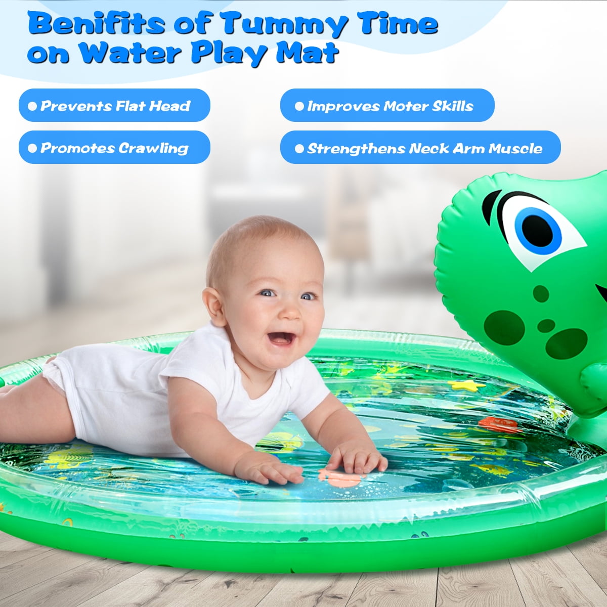 2020 Upgrade Design Infant Toys Inflatable Play Mat for 3-12 Months Newborn Baby Boys Girls Tummy Time Baby Water Mat Fun Activity Play Center for Babys Growth Brain Development