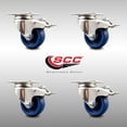 thumbnail image 2 of 3 Inch 316SS Solid Polyurethane Swivel Top Plate Caster Set Total Lock Brake SCC, 2 of 2