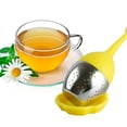 thumbnail image 6 of DUNCHATY 1-Pack Premium Silicone Tea Infusers Set – Fine Mesh Strainers with Stainless Steel Filter Balls, Tea Steeper For Loose Tea, Drip Trays & Flower Designs for Loose Leaf/Herbal Tea, Yellow, 6 of 8