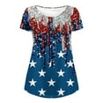 thumbnail image 5 of lcziwo Patriotic Shirts for Women V Neck Short Sleeve Button Up Tops 4th of July Graphic Print T Shirt Casual Trendy Summer 2025 Tunic Tees Dark Blue,L, 5 of 5