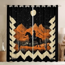 Feelyou Western Cowgirl Cowboy Black Out Curtains, Mystic Tribal Moon Galaxy Curtains Pack of 2 (42x63 Each), Vintage Geometric Bedroom Curtains, Blackout Curtains Home Decor