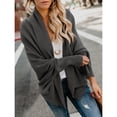 thumbnail image 3 of Dellytop Womens Open Front Cardigan Batwing Sleeve Shawl Collared Sweater Cloak Outwear, 3 of 4