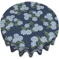 thumbnail image 2 of Navy Blue Floral Round Tablecloth 70 Inch Blue Green Hydrangea Flower Table Cloth Spring Summer Holiday Table Covers Polyester Indoor Outdoor Farmhouse Tablecloths for Kitchen Dining Party, 2 of 6