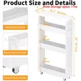 thumbnail image 3 of ColourTree Black Slim Storage Rolling Cart, 4-Tier Side Out Shelving Unit with Handle, Mobile Organizer Utility Cart on Wheels for Laundry, Bathroom, Office, Kitchen, Narrow Places, 3 of 4