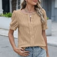 thumbnail image 3 of Hrsba Cute Tops for Women, V Neck Sleeve Short Sleeve Casual Summer Daily Wear Ladies Top, 3 of 4