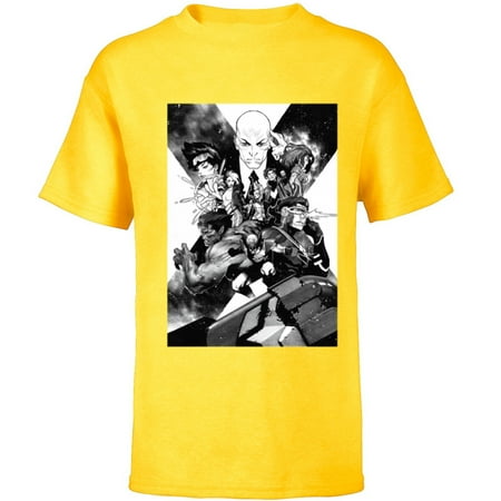 Marvel X-Men Mutant Super Heroes Black and White - Short Sleeve T-Shirt for Kids &ndash; Customized-Yellow