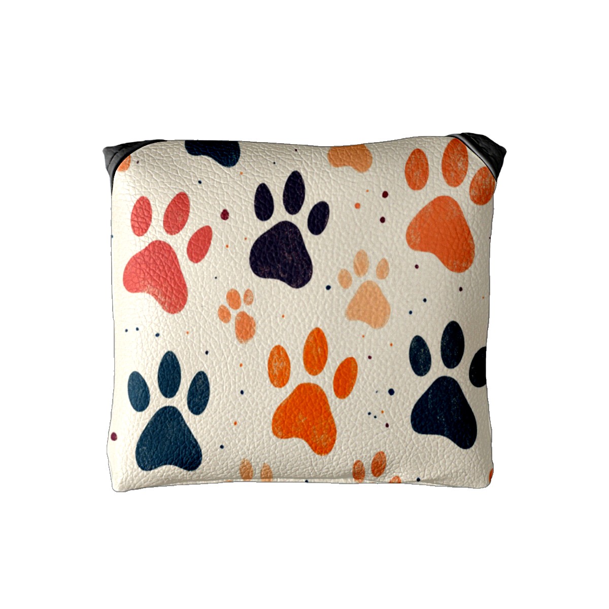 Golf Mallet Putter Cover Premium Leather Waterproof Golf Putter Head Cover with Magnetic Closure Colorful Animal Paw Prints