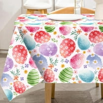 Easter Egg Tablecloth Colored Table Cover Floral 60 x 102 Inch Watercolor Flower Rectangle Picnic Hiking Camper Washable Colorful Table Cloth for Party Supplies Home Kitchen Table Decor
