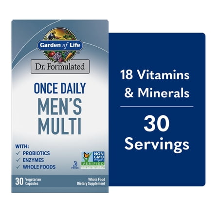 Garden of Life Dr. Formulated Once Daily Men’s Health Fermented Multivitamin with Wholefoods Probiotics Enzymes and Immune Support Vegetarian and Gluten Free 30 Capsules
