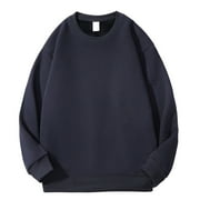 XuJwPNcy Men's Fleece Crewneck Sweatshirt Soft Long Sleeve Lightweigt Fuzzy Sweat Shirt Breathable Pullover Trendy Top
