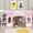 Pink, variant on Euroco Wood Twin Size Loft Bed, Castle House Bed with Storage Staircase, White