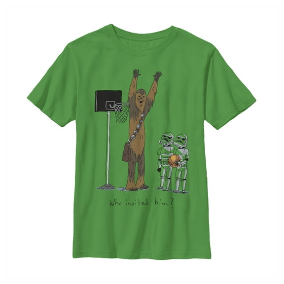Boy's Star Wars Chewbacca Basketball Who Invited Him Graphic Tee Kelly Green X Small