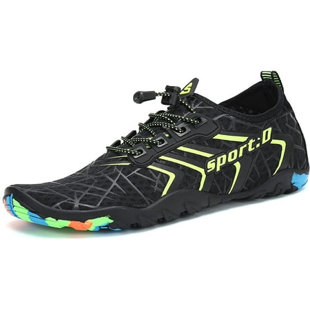 

Mens Womens Water Shoes Quick Dry for Diving Surf Beach Walking Licorice Black (Feet Long 267mm)