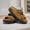 Brown, variant on Genuine Leather Platform Sandals for Women & Men Comfort Cork Footbed Slide Sandals with Double Adjustable Buckles Ladies Chunky Heel Slides Slip On Summer Beach Sandals Men's Casual Walking Sandals