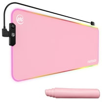 memzuoix LED Pink Mouse pad, Large RGB Glow Gaming Mouse Pad for Computer Keyboard, 12 Cool Lighting Modes, Anti-Slip Base, Waterproof, Stain Resistant, Desk Mouse pad for Wireless mouse