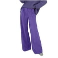 thumbnail image 4 of XFLWAM Women's Wide Leg Pants High Elastic Waisted in The Back Business Work Trousers Long Straight Suit Pants Purple L, 4 of 8