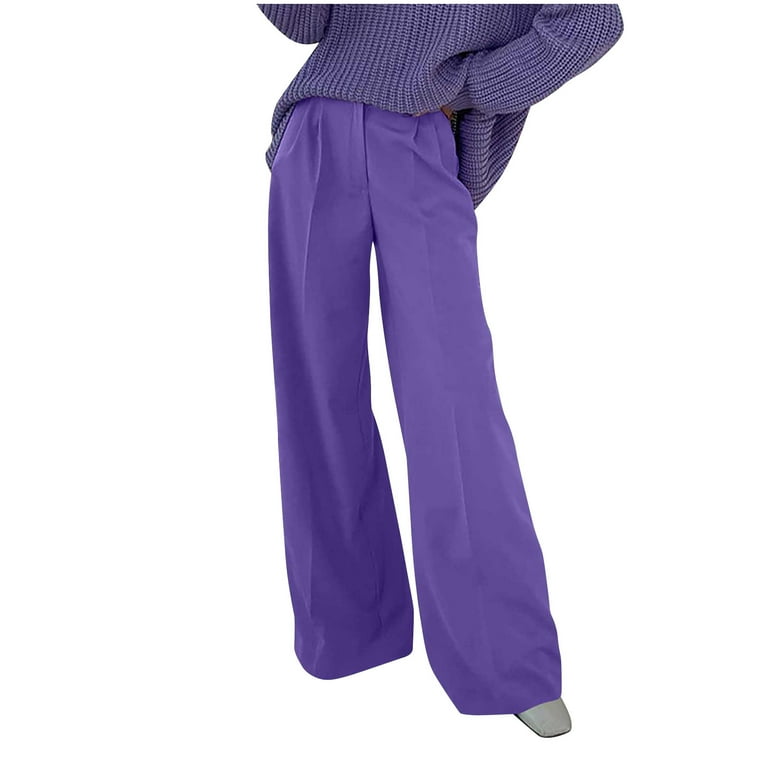 パンツ DEEP PURPLE PANTS XFLWAM Women's Wide Leg Pants High Elastic Waisted in The