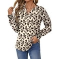 thumbnail image 3 of UVN Womens Fall Blouses Long Sleeve V neck Shirts Dressy Casual Smocked Cuffs Tunic Tops, 3 of 8