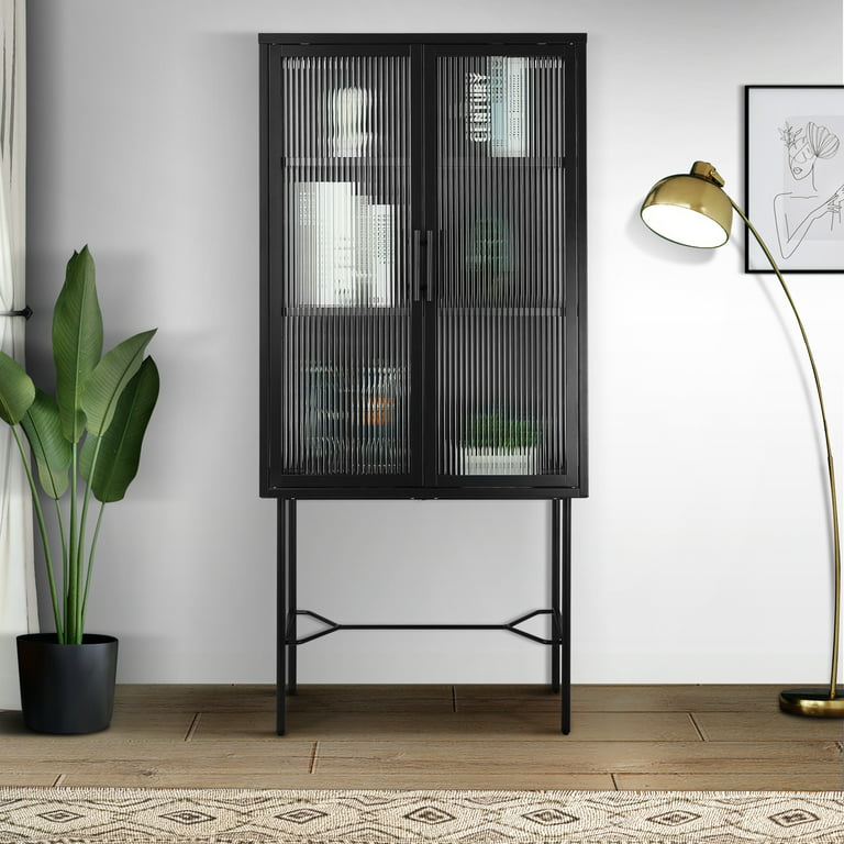 Dropship Elegant Industrial Floor Cabinet With 2 Mesh Doors Living Room  Display Cabinet With Adjustable Shelves And Bottom Shelf Anti-Tip Easy  Assembly Frosted Black to Sell Online at a Lower Price