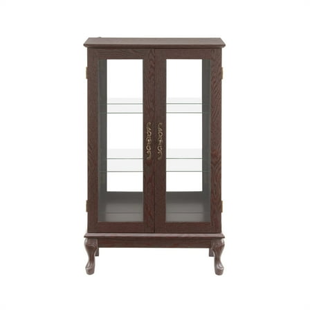 Cherry 25.98 in. Display Cabinet with 2 Glass Doors