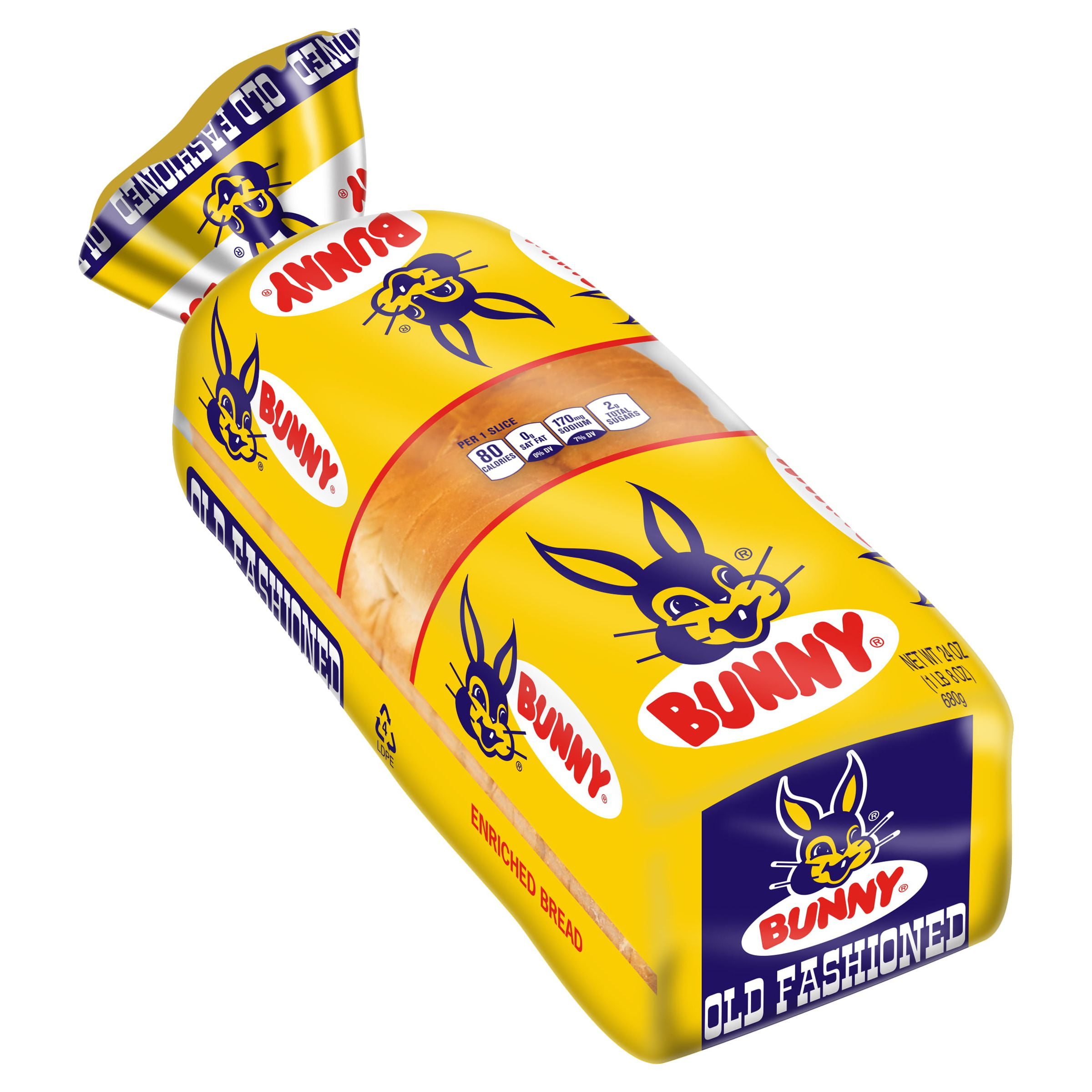 Bunny Bread Old Fashioned, Enriched Sliced White Bread, 24 oz Loaf