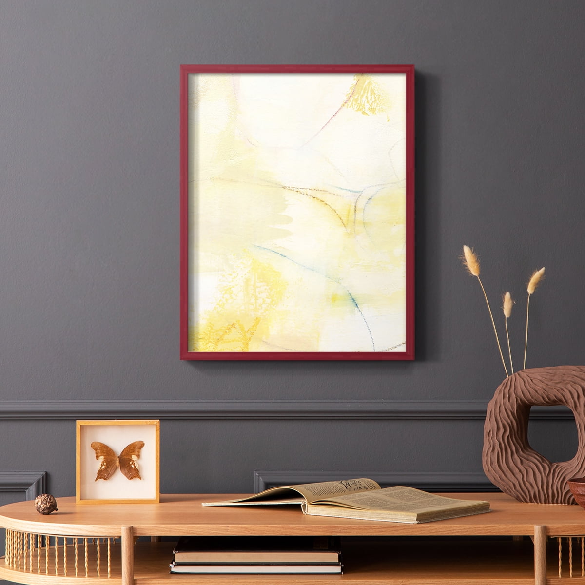 Barxan III Framed Print in Red Solid Wood Framed Print No Nail Hanging