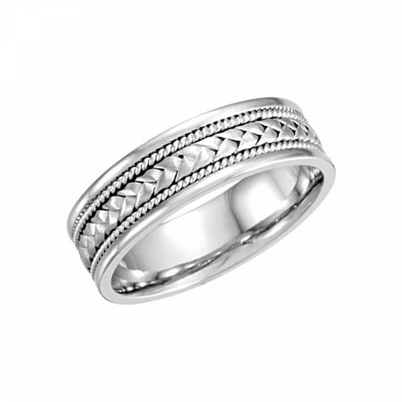 - 14kt White 6.75mm Handwoven Band Size 10 50633 / 14Kt White / 10 / 06.75 Mm / Hand Woven Band