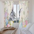 thumbnail image 3 of Easter Rabbit Kitchen Curtain for Berdoom Living Room Cafe 72 Inch Length, Spring Colorful Eggs Wildflowers Leaves Tiers Curtains Light Filtering Drapes Rod Pocket Window Treatment 2 Panels 52"Wx72"L, 3 of 8