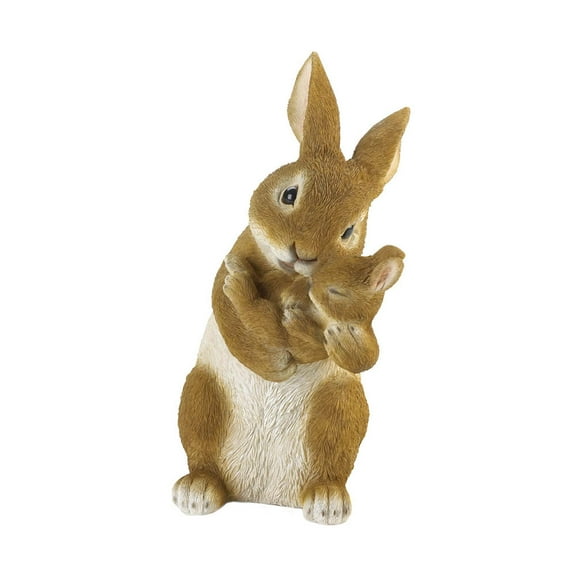 Accent Plus 10018807 MOM and Baby Rabbit Figurine, White