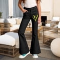 thumbnail image 2 of Girls Uniform Pants Size 10 Flare Pants High Waisted Bell Bottoms School Uniform Outfits Back To School Clothes Black, 2 of 4