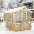 thumbnail image 2 of EAGLE PEAK 6.7 ft. x 9.7 ft.Wooden Polycarbonate Walk-in Greenhouse, Cedar Hobby Green House with Roof Vent, Natural, 2 of 10