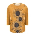 thumbnail image 5 of Sewkxo Womens Plus Size Tops Loose Fit 3/4 Sleeve Shirts Crewneck Print Blouses 2026 Summer Cotton Clothes L-5x,Orange XL, 5 of 6