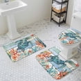 thumbnail image 3 of Coastal Turtle Bathroom Rugs Set Ocean Coral Seaweed Non Slip Absorbent Soft Bath Mats 3 Piece Set with Bathroom Rug, U-Shaped Floor Mat, Toilet Seat Cover Large Size, 3 of 9