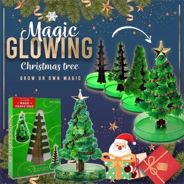 Xihbxyly Kit para Hacer Crecer Un Árbol de Navidad, Decoración de Papel para Árbol, Ramas de Cristal de Colores, Divertida Actividad Familiar, Sorpresa Navideña, Juego de 3, Tamaño 9,5 X 14 Cm