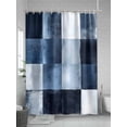 thumbnail image 5 of Shower Curtain Splicing Geometric Plaid Shower Curtains for Bathroom, Waterproof Polyester Shower Curtain Set with Hooks, Extra Long 72" x 78" Blue Checkered, 5 of 6