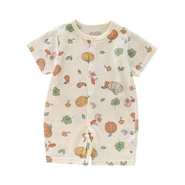 Cethrio Bodysuits for Kids Boys, Cute Cotton Summer One Piece Clothing Beige Size 0-3 Months