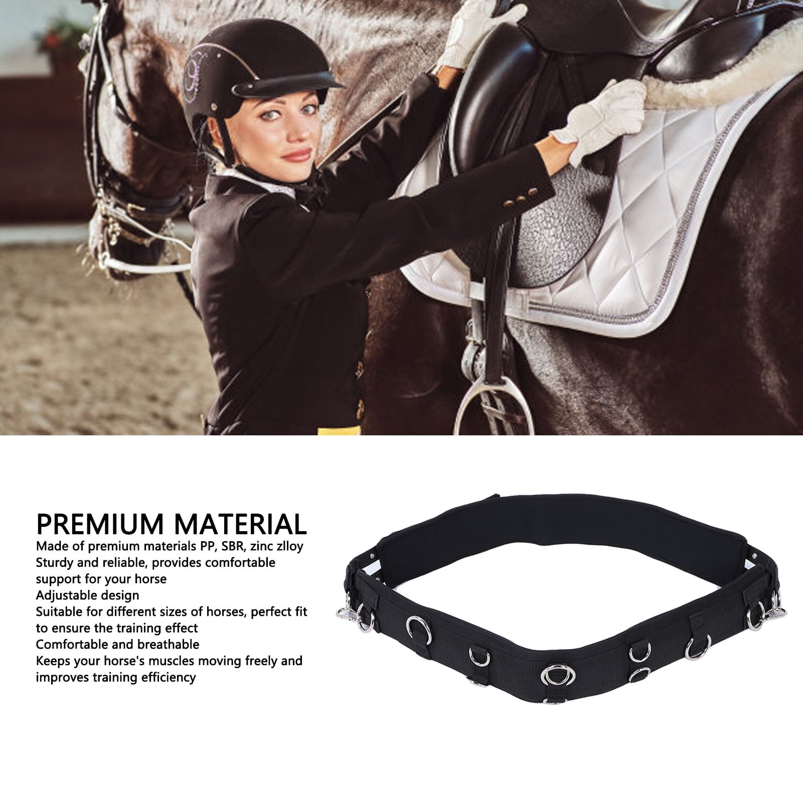 Riousery Horse Training Surcingle Professional Safety Adjustable Lunging Gear For Conditioning Equestrian Supplies With Soft Padding, Size Small (16.14 in / 41 cm)