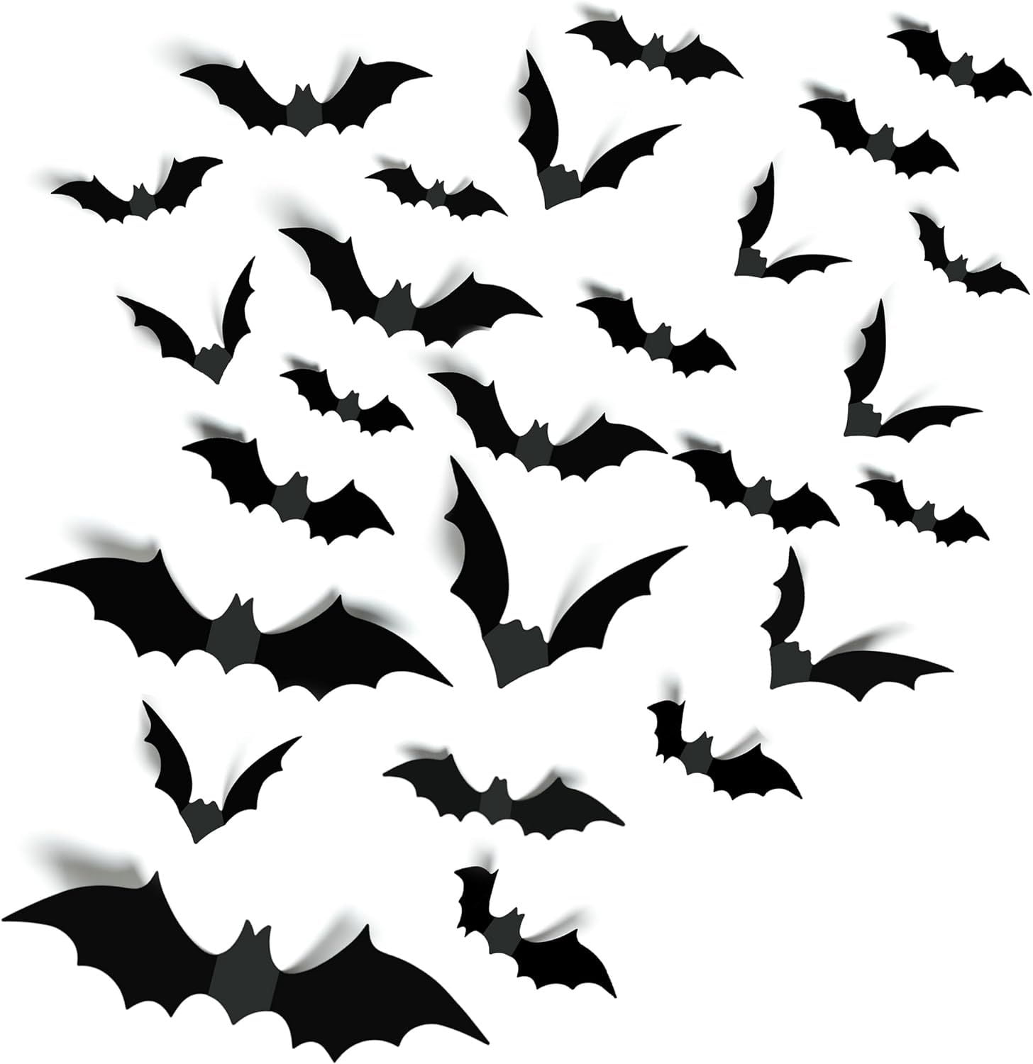 Halloween Party Supplies & Decorations 140Pcs Realistic PVC 3D Black Scary Bat Wall Stickers for Creepy Home & Indoor Decor DIY Wall Decal Bathroom Decor