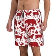 thumbnail image 2 of Salouo red plaid Moose Bunny bear Pattern Swim Trunks for Men,Men's Hawaiian Bathing Suit Swimsuits Quick Dry Swimming Board Shorts Beach Shorts with Pockets-Medium, 2 of 6