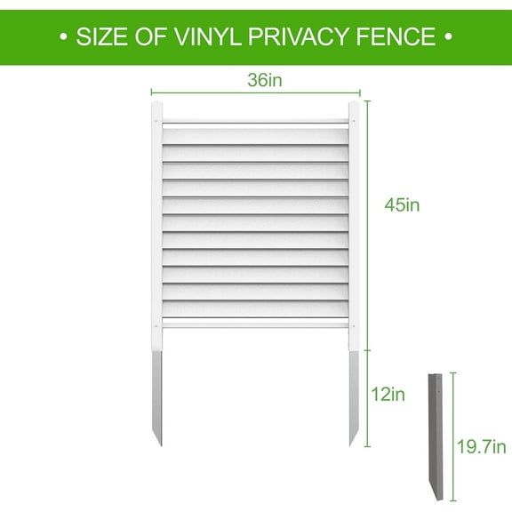 36" x 45" H Reinforced White Vinyl Privacy Fence Screen Panel, Conditioner Trash Can Fence